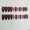 Накладные ногти 24 шт., длинные накладные ногти для девочек, съемные, с полным покрытием, винно-красные, искусственные, для салонов, для экспертов и наивных женщин
