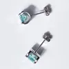 Stud Earrings Blue-green Moissanite Earring For Women Simple Classic Round Diamond Studs 1.0ct 925 Sterling Silver