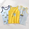 Boy Quality Cartoon Design Singlet Underwear Tank Teen Boy Undershirts Cotton Dino Pandas Tank Tops för barn storlek 3-10T 3PCS/LOT 240127