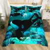 Whale Comforter Cover Twin SizeOcean Theme Bedding Set för KidsNautical Sailing Quilt Ocean Däcke Decor 3 Pieces 240131