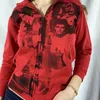 Kvinnors jackor kvinnor y2k estetiska tryckta hoodies tröjor kvinnor höst vintage hip-hop streetwear kvinnlig kappa 2024
