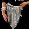 Women Tassel Rhinestone Seksowna łańcuch ciała Top Crystal Bra Blow Bikini Belly Tapia Belly Dance Dance Sukienka Rave Lingerie 240127