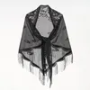 Sciarpe Tinta unita Costume da bagno Scialle Donna Elegante ricamo Fiore Nappa Protezione solare con lacci sottili da donna