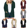 Damen-Strickjacke, Herbst-Winter-Strickjacke, Schal-Ausschnitt, kurzer Strickmantel, einfarbig, gerippt, Oberbekleidung für den Alltag