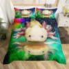 Beddengoed Sets Leuke Axolotl Dekbedovertrek Set Full Size Cartoon Salamander Kawaii Dieren Trooster Constellation Zwart Decor