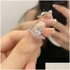 Wedding Rings Luxury Wed Diamond Designer Ring For Woman Real 925 Sterling Sier Green Oval Pink Water Drop 8A Zirconia Womens Engage Dhpjp