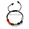 Beaded 7 Chakra Yoga Natural Stone Armband Strand Kvinnor Mens Irregar Pärlor Vävda armband Fashion Jewelry Will och Sandy Gift Drop Dh6ih