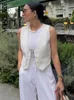Kpytomoa moda feminina botão frontal assimétrico colete vintage decote em v sem mangas feminino outerwear chique colete topos 240125