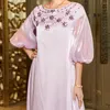 Abbigliamento etnico Lucido cucito a mano Diamante Abaya Donna Abito lungo lungo musulmano Turchia Arabo Caftano Eid Party Dubai Abiti marocchini Ramadan