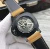 U1 Hochwertige AAA-Designer-Herrenuhr, vollautomatisches mechanisches Uhrwerk, 44 mm, 316L-Edelstahl, mineralverstärktes Glas, echtes Lederarmband