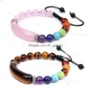 Kralen Natuursteen Brug Armband Gevlochten String Verstelbare Edelsteen Amethist Tijgeroog Agaat Onyx Yoga 7 Chakra Kralen Armbanden Dhelq