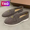 Mocassini firmati Scarpe Loro Donna Uomo Sneaker casual Ciondoli estivi Walker Suola bianca Mocassino in pelle scamosciata Tricolore Barca in polvere Scarpe da donna da uomo Chaussure