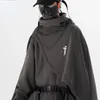 日本のシンプルなソリッドカラーケープジャケット冬のフーディーメンウォーム防止ゆるいスウェットシャツアニメコスプレイヤーコスチューム240124