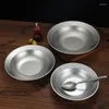 Dinnerware Sets Metal Dining Plate Korean Style Stainless Steel Hat Shaped Dish Household Wide Edge Salad Thickened Pasta Plates