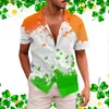 Chemises décontractées pour hommes boutonné mâle St. Patricks's Day chemise à manches courtes automne impression 3D Hawaii été hauts avec manches
