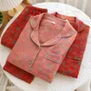 Women's Sleepwear Cotton Pants Clothing Crepe / Home Long Spring Pure Autumn Plus Pajamas Yarn-dyed Thin Sleeved Retro Size