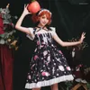 Sukienki imprezowe japońska księżniczka słodka lolita sukienka retro koronkowa bowknot krzyżowy drukarnia wiktoriańska kawaii dziewczyna gotycka op cos