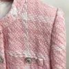 HIGH STREET est Designer Short Coat Womens Sweet Diamonds Buttons Wool Blends Woven Colors Plaid Tweed Jacket 240124