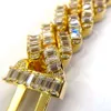 Aaa gemmes taille émeraude Moissanite chaînes cubaines Bracelet solide 925 en argent Sterling luxe Hip Hop Baguette Bracelet pour rappeur