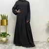 Abbigliamento etnico Ultimo vestito nero per le donne musulmane Robe Femme Abaya 2024 Elegante pizzo sul retro Interno Musulman Emsembles