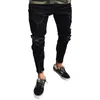 Jeans da uomo Pantaloni a matita da uomo Fori in denim Guaina impiombata Patchwork Vita media Lavaggio Slim Leggero Strech Lunghezza alla caviglia Moto Biker