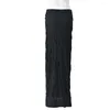 Skirts Casual White Knitted Long For Women 2024 Autumn Spring Fashion Black Ruched High Waist Strechy Bodycon Skirt Female