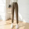 Kadın Pantolon Kadın Gevşek Yüksek Bel Yay Düz Siyah Beyaz Haki Pantolon Takımlar Resmi Sıradan S-XL Bacak