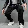 Calças de brim masculinas elegantes bordados calças de brim streetwear hip hop masculino em linha reta solta casual calças jeans t240205