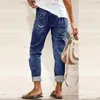 Jeans para mujer Fall Street Hipster Pantalones Y2k Un agujero Lavado Impreso Denim Generoso Piernas rectas Ropa de mujer