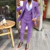 Fashion Champagne Male Suits Slim Fit Notched Awed 3 Pieces Men pour le mariage BlazeVestpants Costume Homme 240201