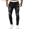 Jeans pour hommes Mode Street Style Ripped Skinny Jeans Hommes Vintage lavage Solid Denim Pantalon Hommes Casual Slim fit crayon denim Pantalon vente chaude T240205