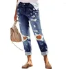 Jeans pour femmes Automne Street Hipster Pantalon Y2k Un trou Lavage Denim imprimé Généreux Jambe droite Vêtements pour femmes
