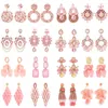 Dangle Earrings Romantic Fashion Pink Series For Women Elegant Luxury Petals Geometric Crystal Statement Jewelry Accessories