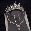 Alta qualidade moda cristal casamento conjuntos de jóias de noiva mulheres noiva tiara coroas brinco colar acessórios 240202