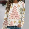 Women's Long Sleeve Tshirt 3D Printed Christmas Elements Fall and Winter Fashion Pullover Long Sleeve Y2K Casual Clothing 2024 240118