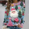 Women's Long Sleeve Tshirt 3D Printed Christmas Elements Fall and Winter Fashion Pullover Long Sleeve Y2K Casual Clothing 2024 240118
