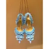 Tacones altos delgados reales de encaje de seda tacones expuestos 8,5 cm zapatos de novia de cuero de mujer tacones altos de fiesta de cena al aire libre 35 42