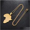 Hanger Kettingen Heren Afrika Kaart Ketting Roestvrij Staal Kaarten Gouden Kettingen Hip Hop Mode-sieraden Voor Vrouwen Man Will en Sandy Dro Dhxom