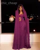 2024 Aso Ebi Purple Mermaid Prom jurk kristallen chiffon avond formeel feest tweede receptie verjaardag verlovingsjurken jurken jurken robe de soiree zj103