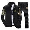 Mens tracksuit fall wear large size two piece set mens jacket clothing loose 240202