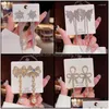 Dangle Chandelier Earrings Exquisite Rhinestone Tassel Wedding Long Drop Earring For Women Luxury Geometric Crystal Butterfly Pend Dhvaz
