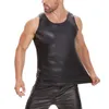 Men's Tank Tops Plus Size Mens Shiny Leather Top Soft Matte T-Shirts Sleeveless Male High Elastic V-neck Shaping Vest