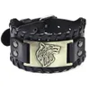 Bedelarmbanden Brede Vintage Armband Dier Wolf Pin Gesp Riem Polsbandje Bangle Manchet Hiphop Mode-sieraden Drop Levering Dhsis