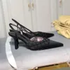 Teli designer Chaneles Sandalo Spring con perline per perline tallone con tallone puntato con i tacchi da donna con tacchi sottili sandali