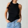 Kvinnors tankar Ribbade stickade toppar för kvinnors grundläggande skjortor Casual Sport Vest Off Shoulder White Black Green Summer Tank Top