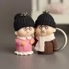 Keychains Resin Knitted Woolen Doll Grandpa Grandma Couple Keychain Pendant Solid Material Valentine's Day Christmas Sweet Romantic Gifts