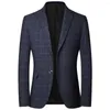 Men's Suits 2024 Men Business Slim Fit Suit Jacket High Quality Plaid Coat Wedding Dress Mens Blazer Formal Wear Big Size 4XL