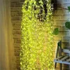 Cuerdas 1 PC Hoja Cortina Luces 2M / 3.28FT 20 LED Vine Greenery Leaves String para la fiesta de la pared Decoración del hogar Blanco cálido