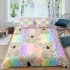 Set biancheria da letto Set copripiumino Koala Bambini Simpatici animali con stampa Ragazzi Ragazze Arcobaleno Farfalla Consolatore Letto con fiori floreali