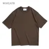 Wavlatii Owczesne letnie koszule dla kobiet mężczyzn Browna swobodna żeńska koreańska tee streetwear unisex podstawowe solidne młode topy 240125